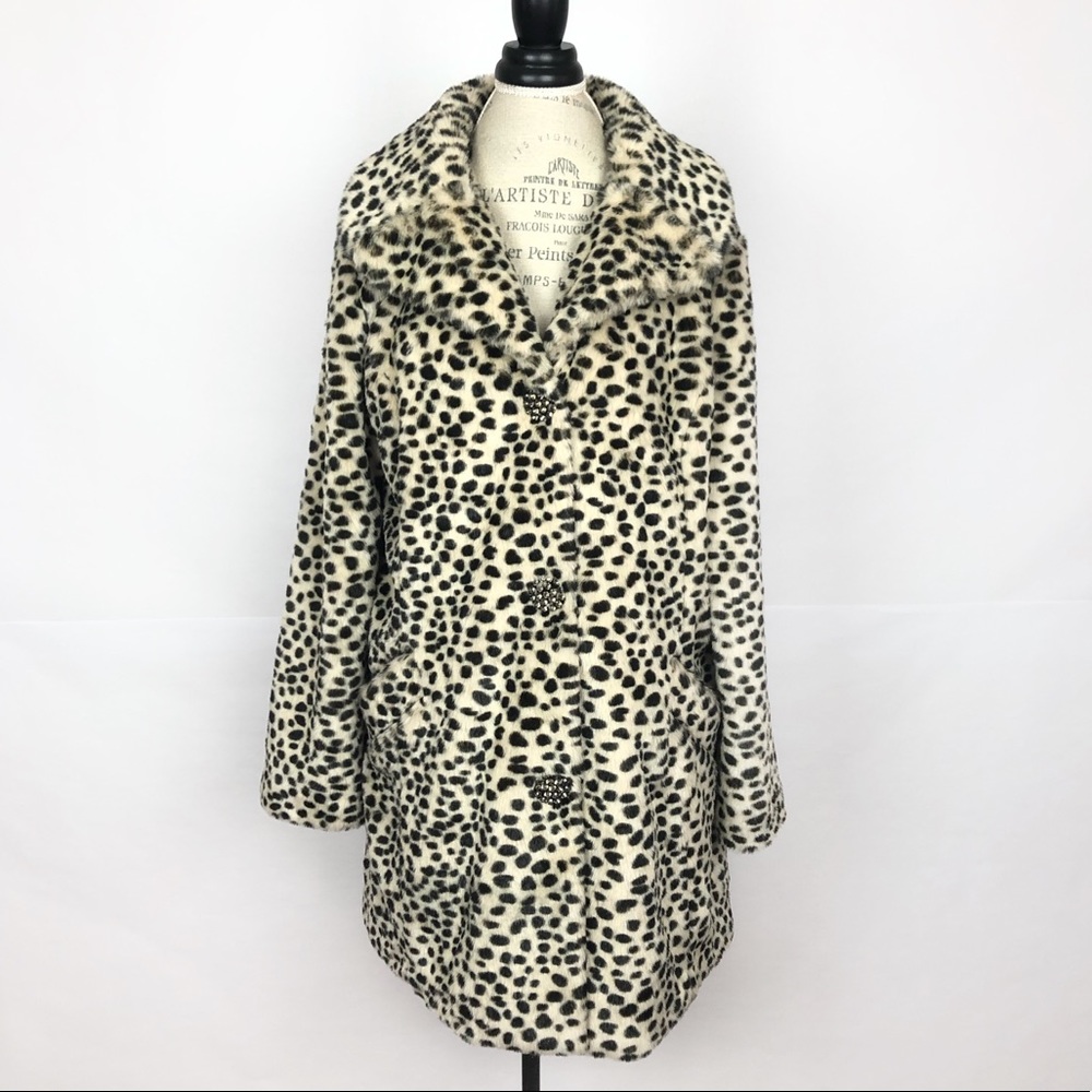 East 5th Faux Fur Retro 90s Leopard Print Coat XL